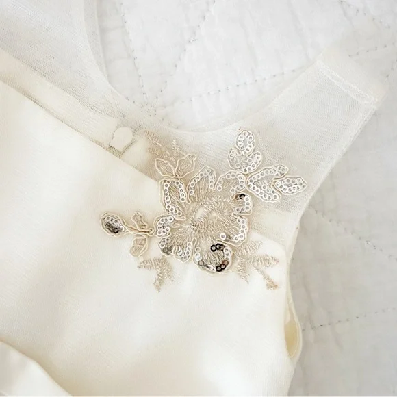 2T American Princess Kids Cream Silver Sequins Formal Dress - Picture 3 of 5